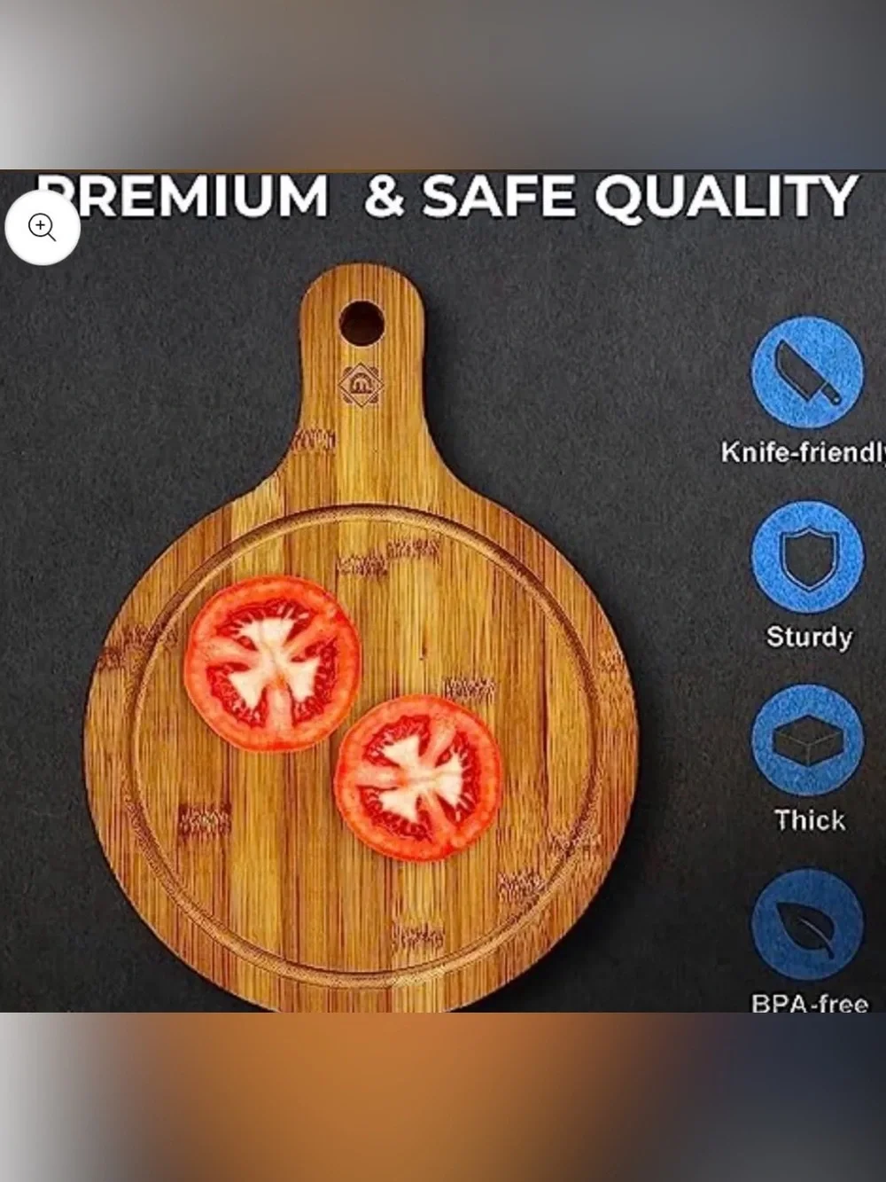 Natural Bamboo Round Cutting & Serving Board Set of 3 - NIB